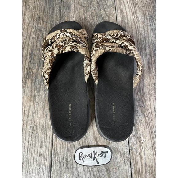 14TH & UNION REPTILE PRINT SLIP ON SLIDES SANDALS Women size 9 - Picture 10 of 10